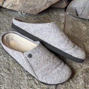 Birkenstock Zermatt Shearling Cozy Gray Wool Felt Slippers Unisex size 41